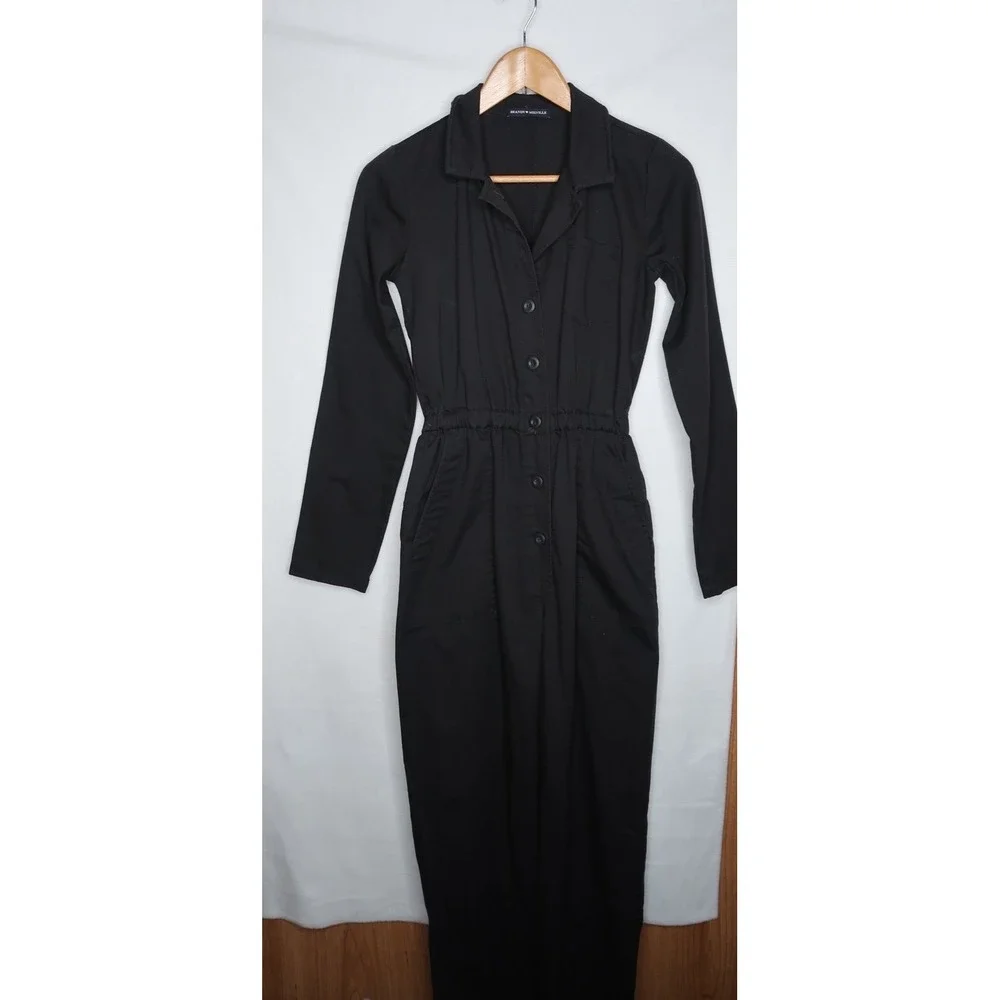 Brandy Melville Black Utility Jumpsuit Button Front Womens S‎ Streetwear EUC